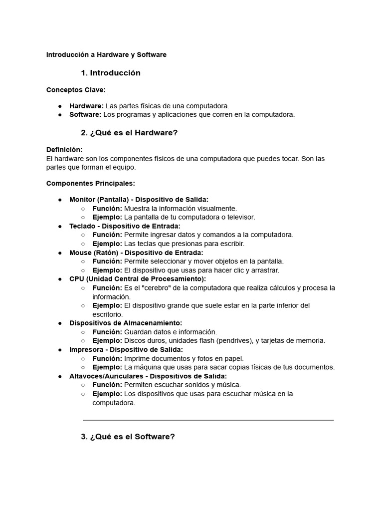 Introducción A Hardware y Software | PDF | Hardware de la computadora ...