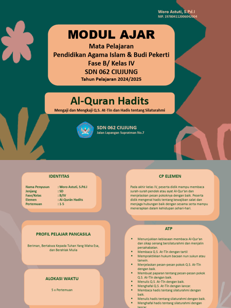 Modul Ajar Al-Qur'an Hadits Kelas 4 | PDF