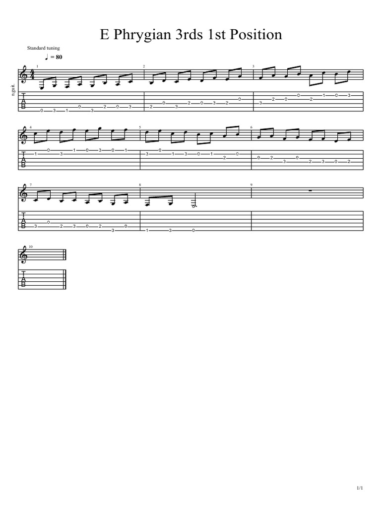E Phrygian 3rds 1st Position | PDF | Character Encoding | Encodings