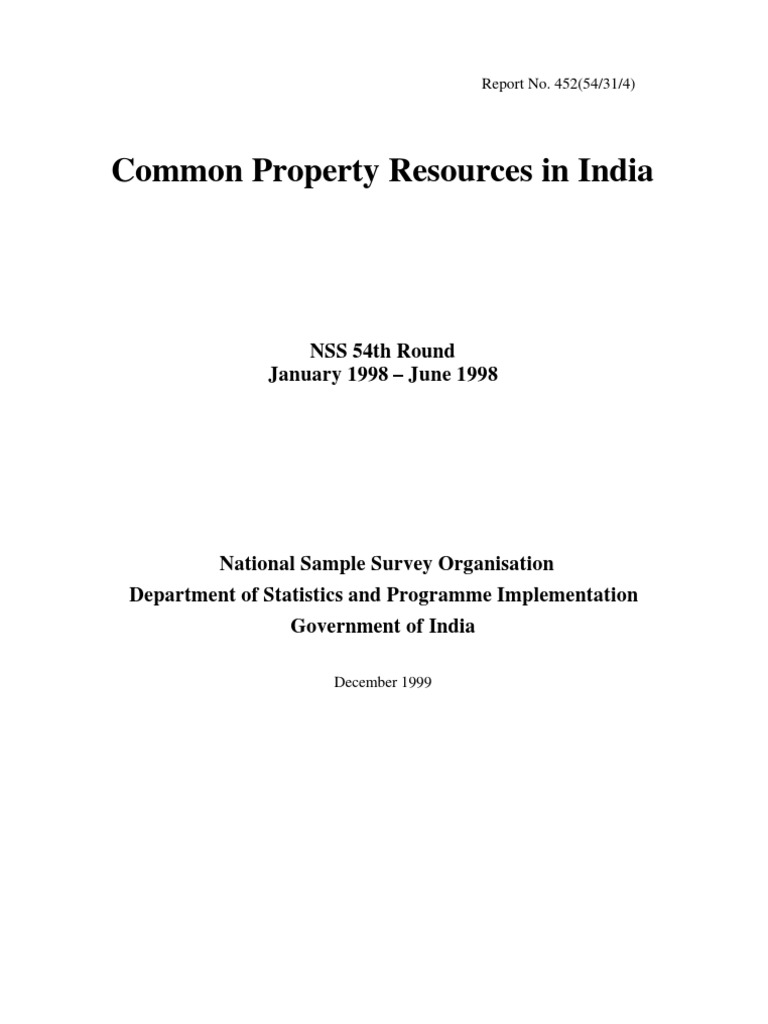 Common Property Resources((Concept and Definition)) Sampling
