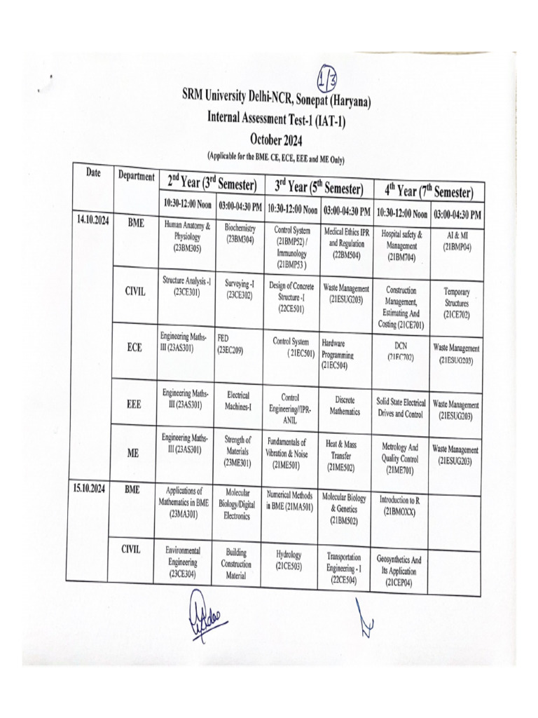 Final iat 1 date sheet pdf