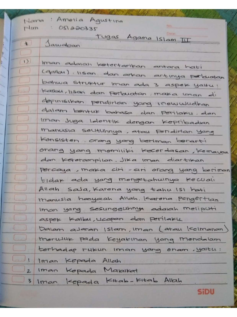 Tugas 3 Pendidikan Agama Islam Amelia Agustina Pdf
