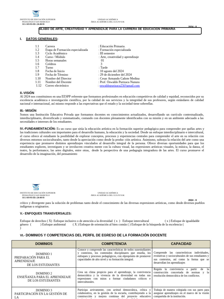 ARTE,CREATIVIDAD Y APRENDIZAJE - PRIMARIA III | PDF | Maestros | Evaluación