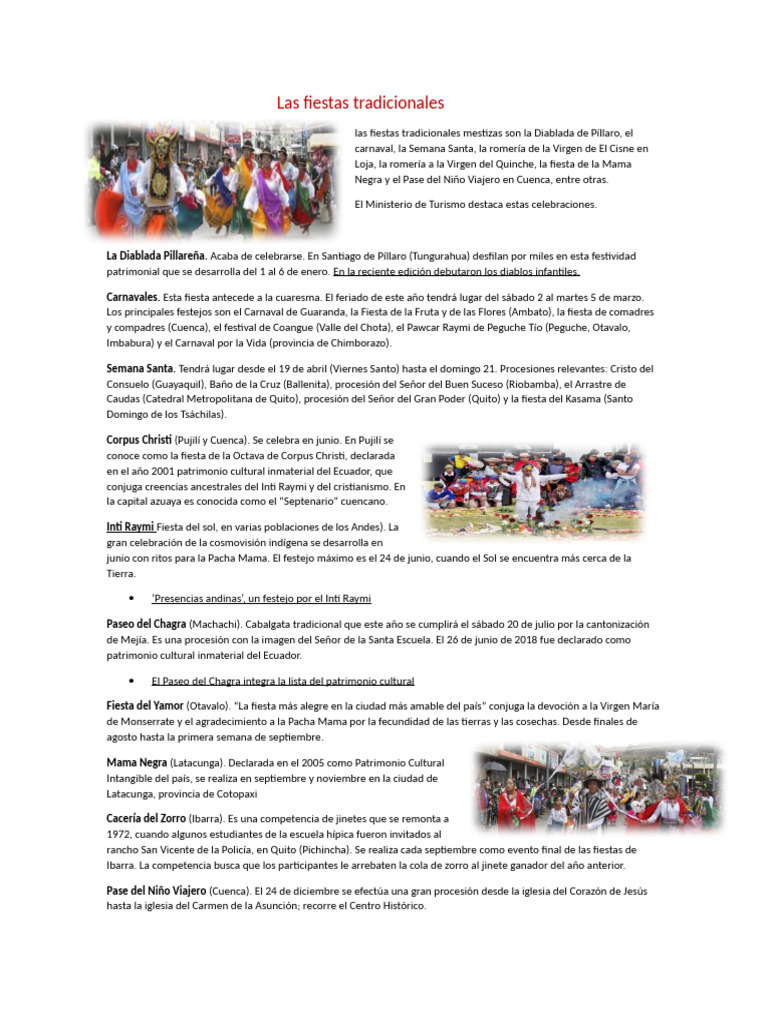 Las fiestas tradicionales PDF Carnaval Fiestas