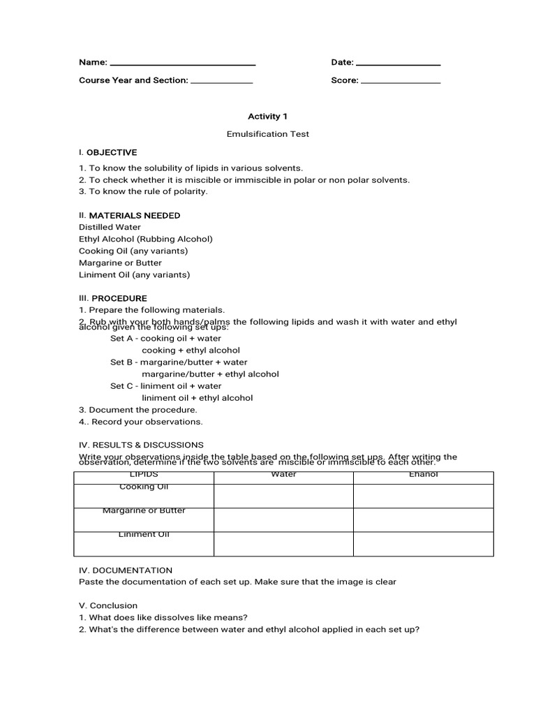 Activity+1+Lipids | PDF
