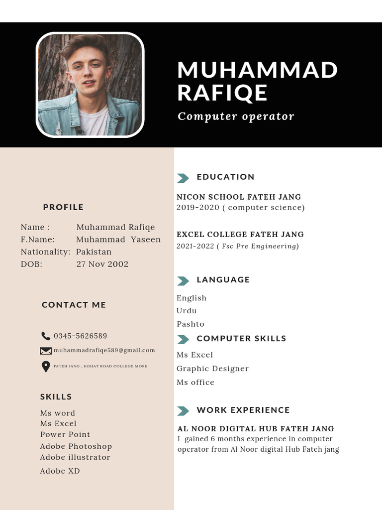Muhammad Rafiqe - Computer Operator Profile | PDF