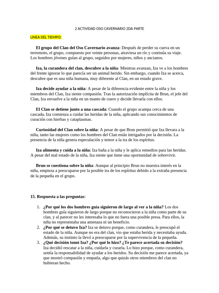 2 Actividad Oso Cavernario 2da Parte | PDF
