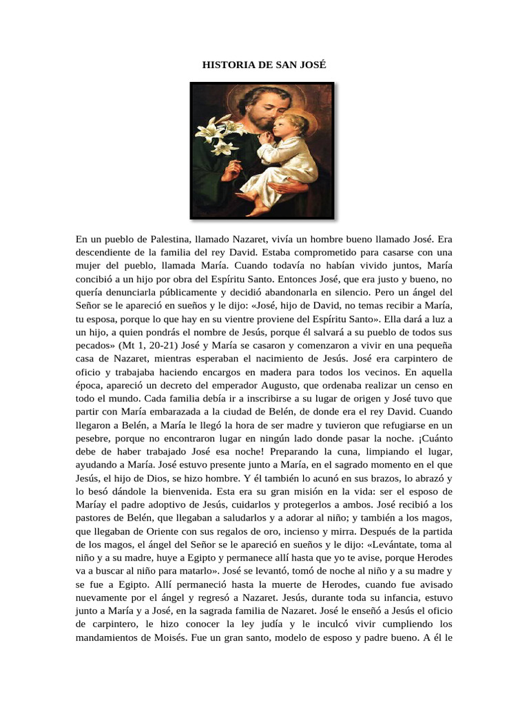 HISTORIA DE SAN JOSÉ | PDF | San José | María, madre de Jesús