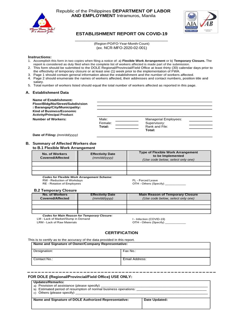 Form For Dole22 | PDF | Employee Relations | Business