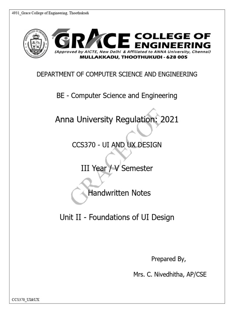V Cse Ccs370 Ui&Ux Unit2 | PDF