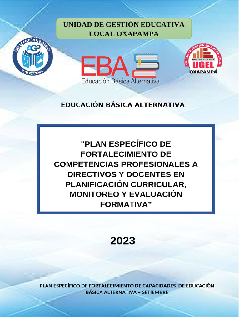 Plan de Capacitacion Eba - Set - 2023 Final | PDF | Enseñando | Maestros