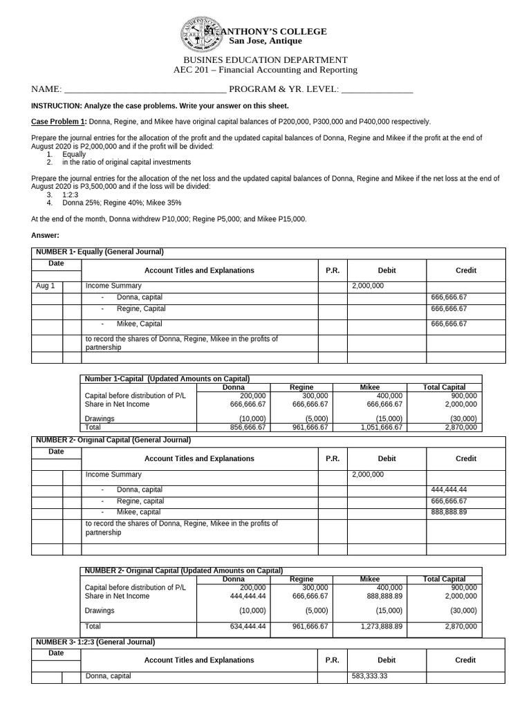 Updated AEC 201 Assignment 3 | PDF | Debits And Credits | Expense