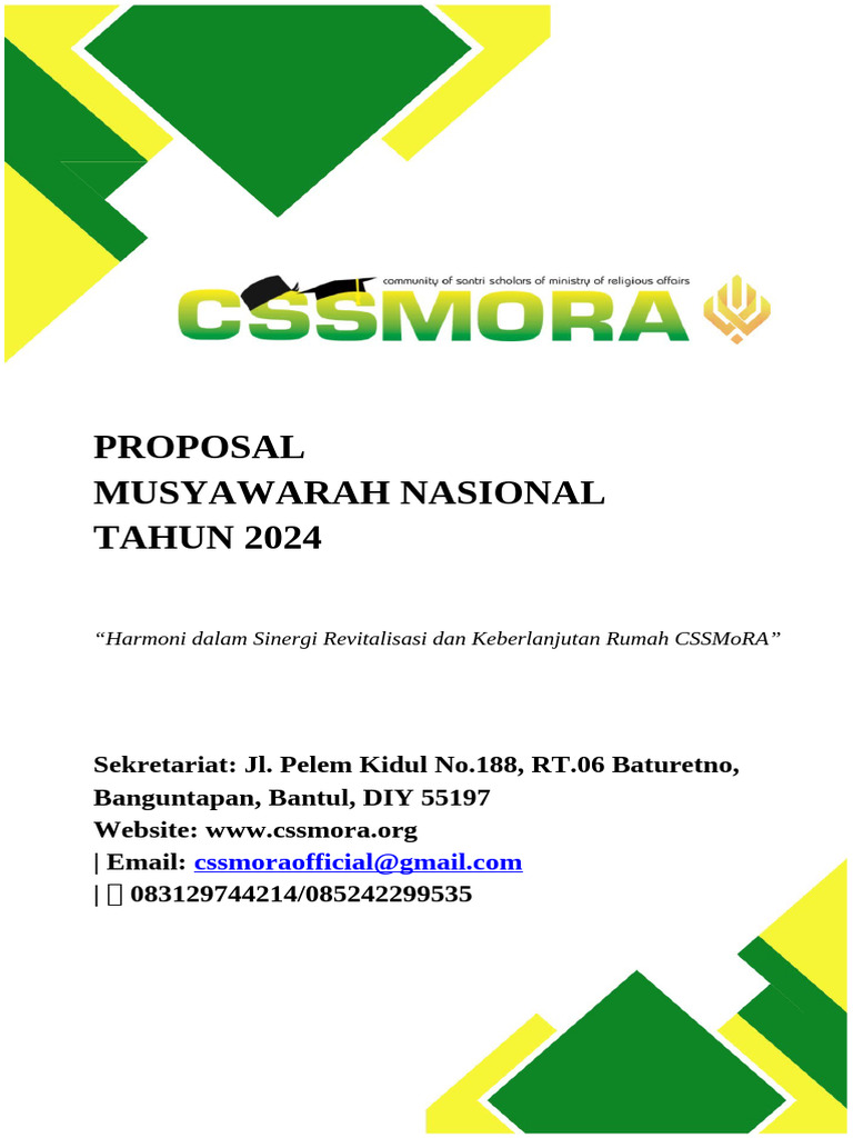 Proposal Musyawarah Nasional CSSMoRA 2024 | PDF