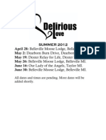 Delirious Love Summer 2012 Schedule