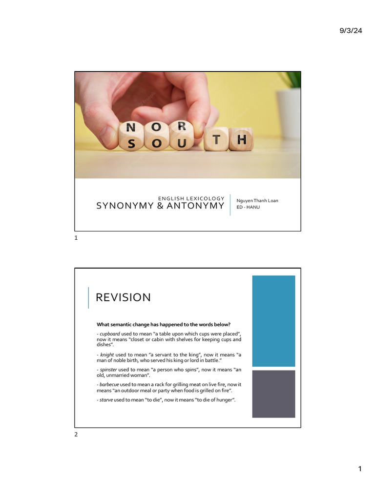 Understanding Synonyms and Antonyms | PDF | Part Of Speech | Semantics