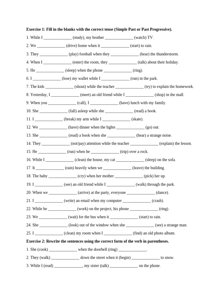 past simple vs past progressive ex | PDF