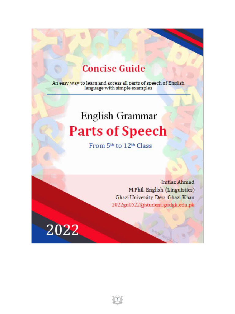PARTS OF SPEECH PDF IN ENGLISH visual data 8