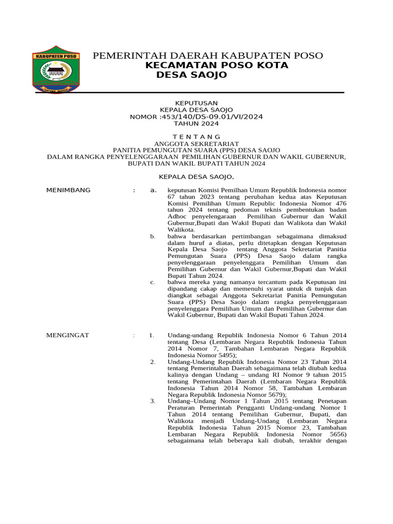Format Sk Kepala Desa Pdf