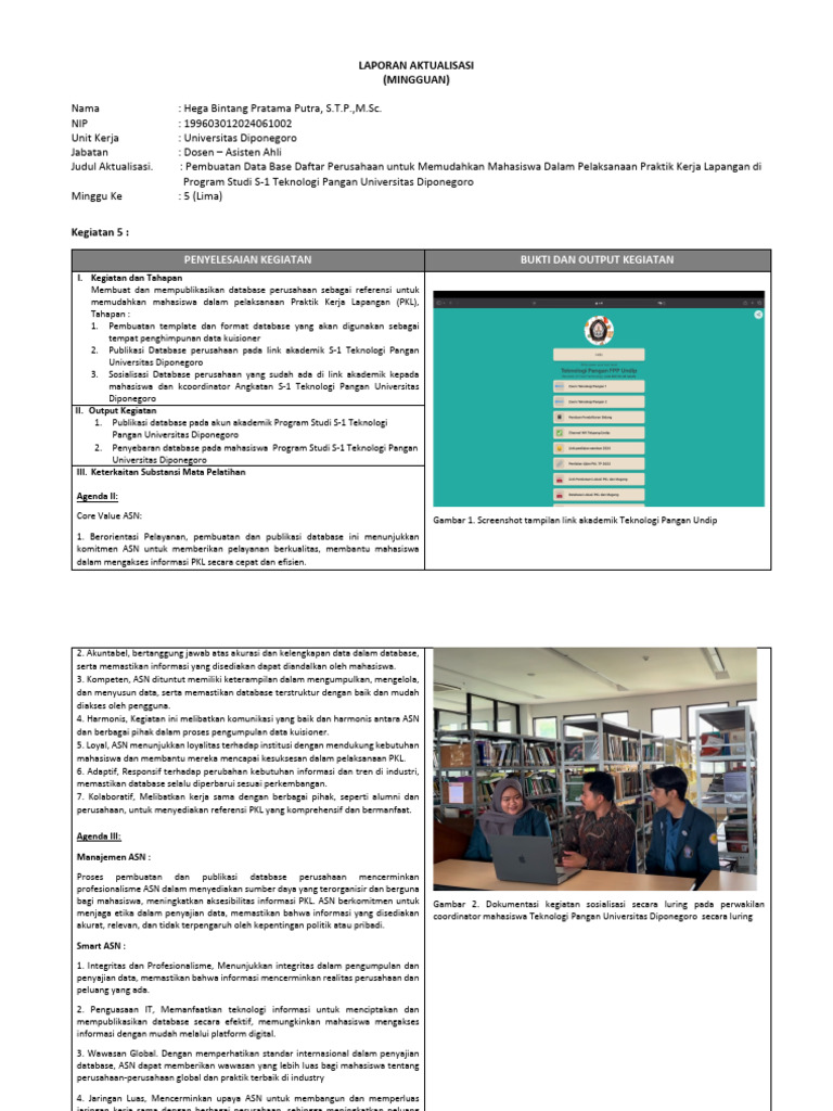 Database Perusahaan untuk PKL Mahasiswa | PDF