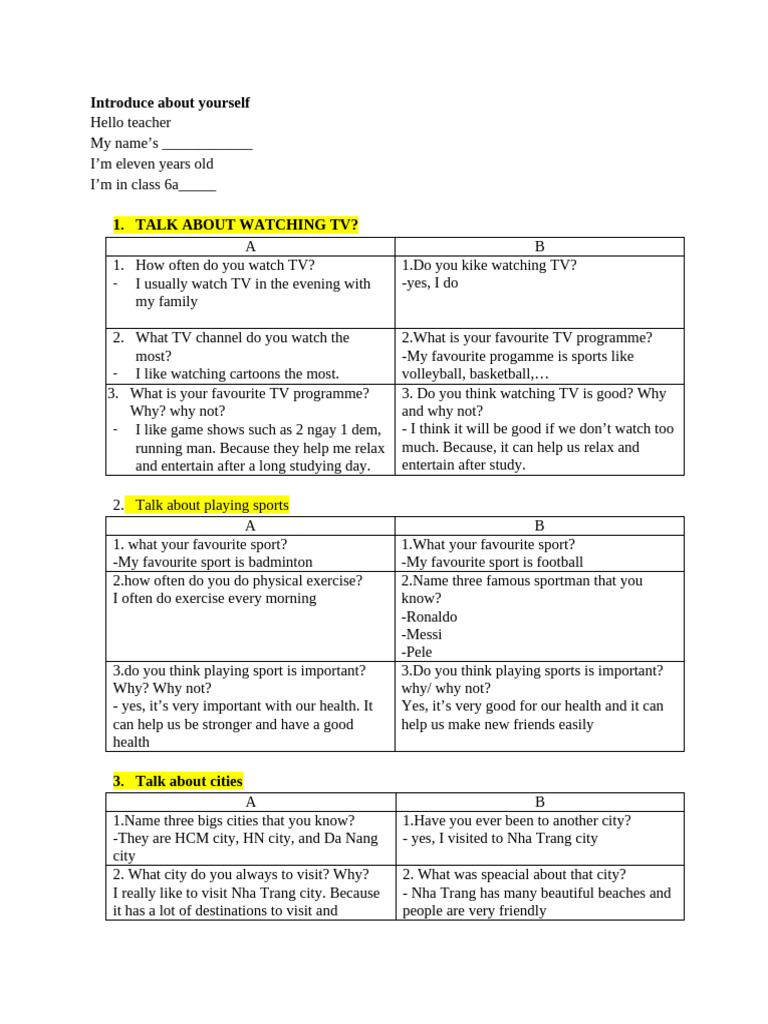 English 6 Speaking Pdf