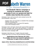 Elizabeth Warren Summer Internship
