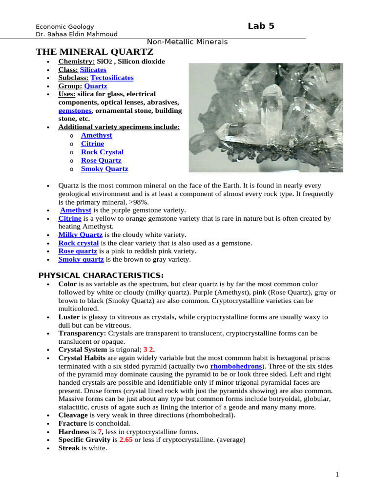 Quartz and Opal: Properties and Uses | PDF | Quartz | Minerals