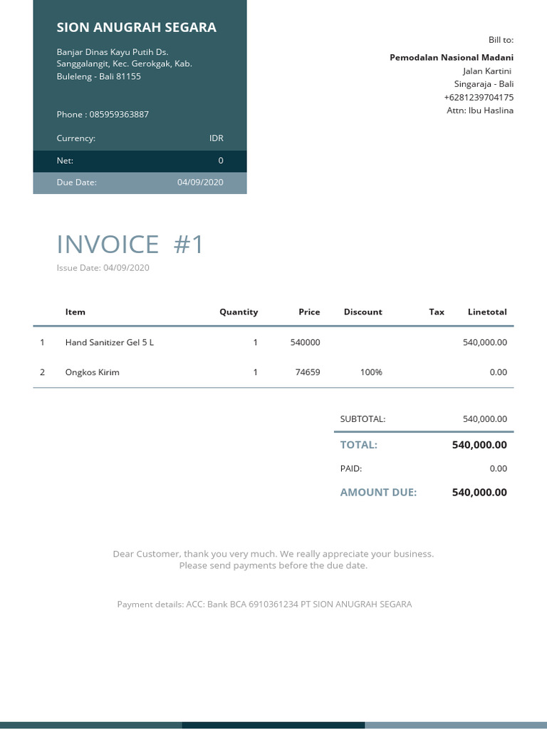 Invoice PNM | PDF