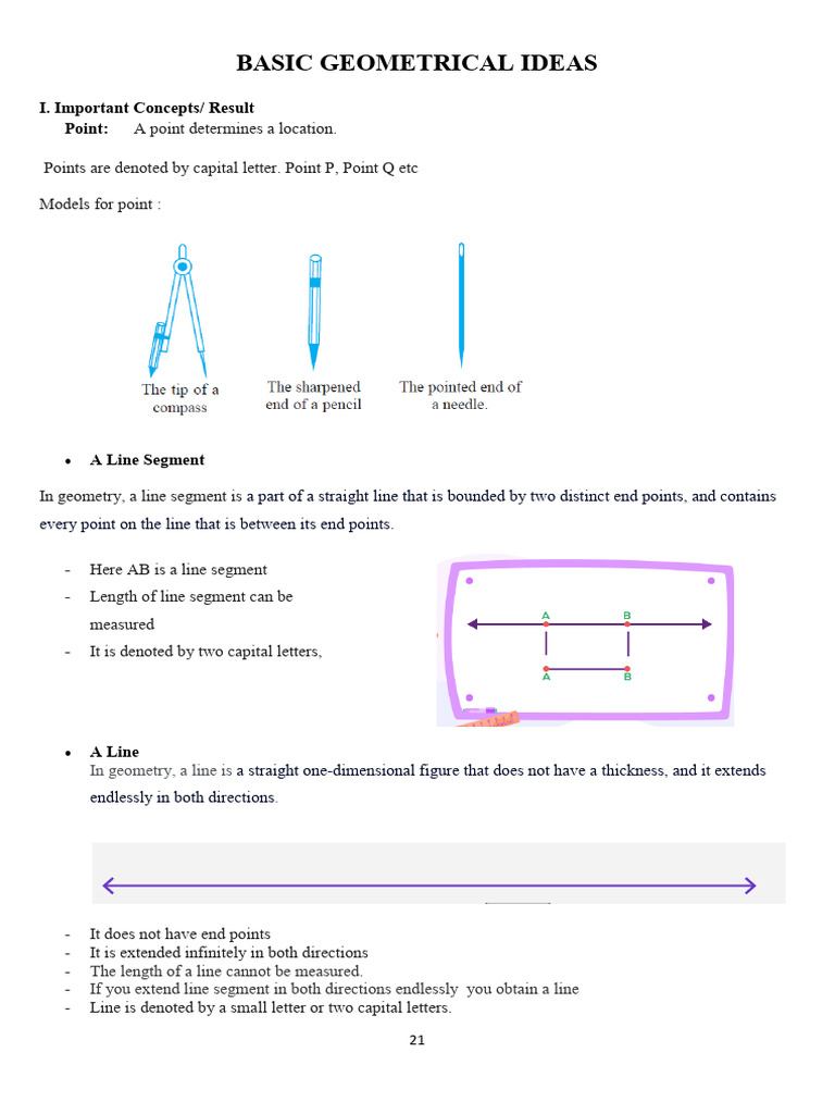 STUDY MATERIAL 6TH MATHS | PDF | Line (Geometry) | Elementary Mathematics