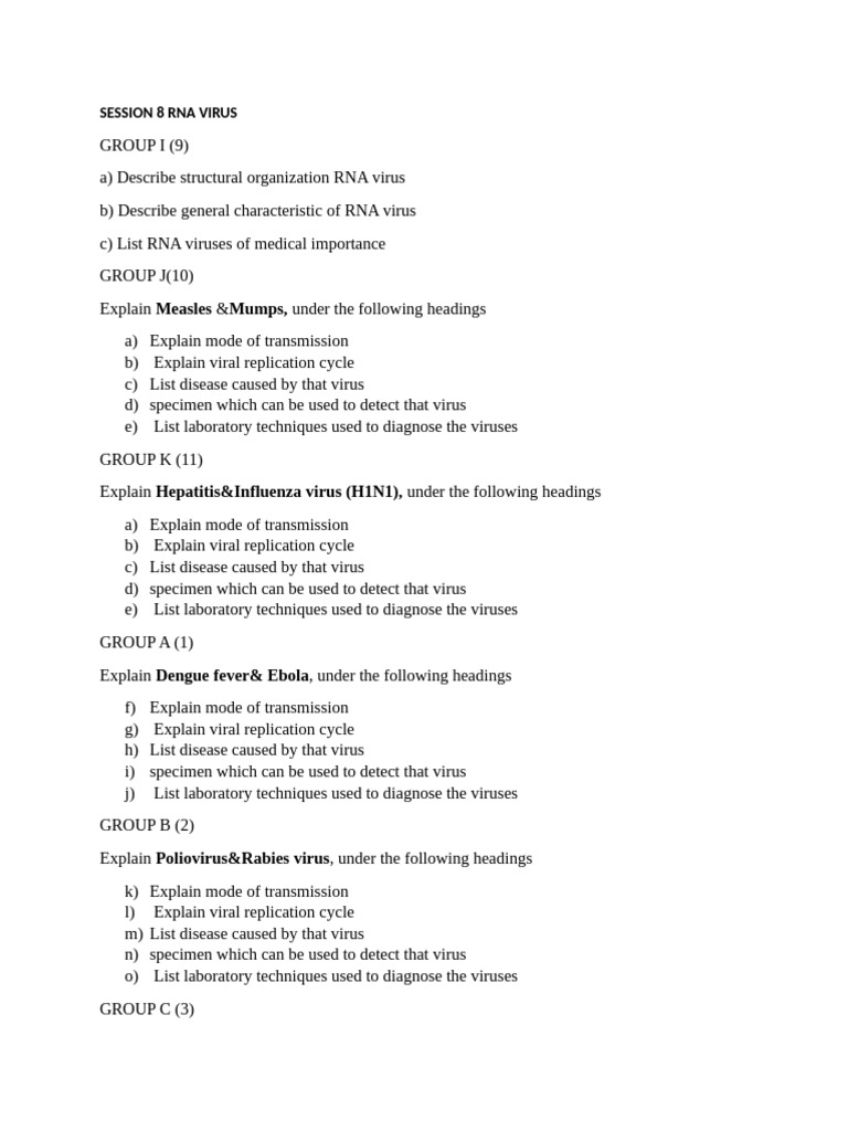 Session 8 Group Activity | PDF | Virus | Immunology