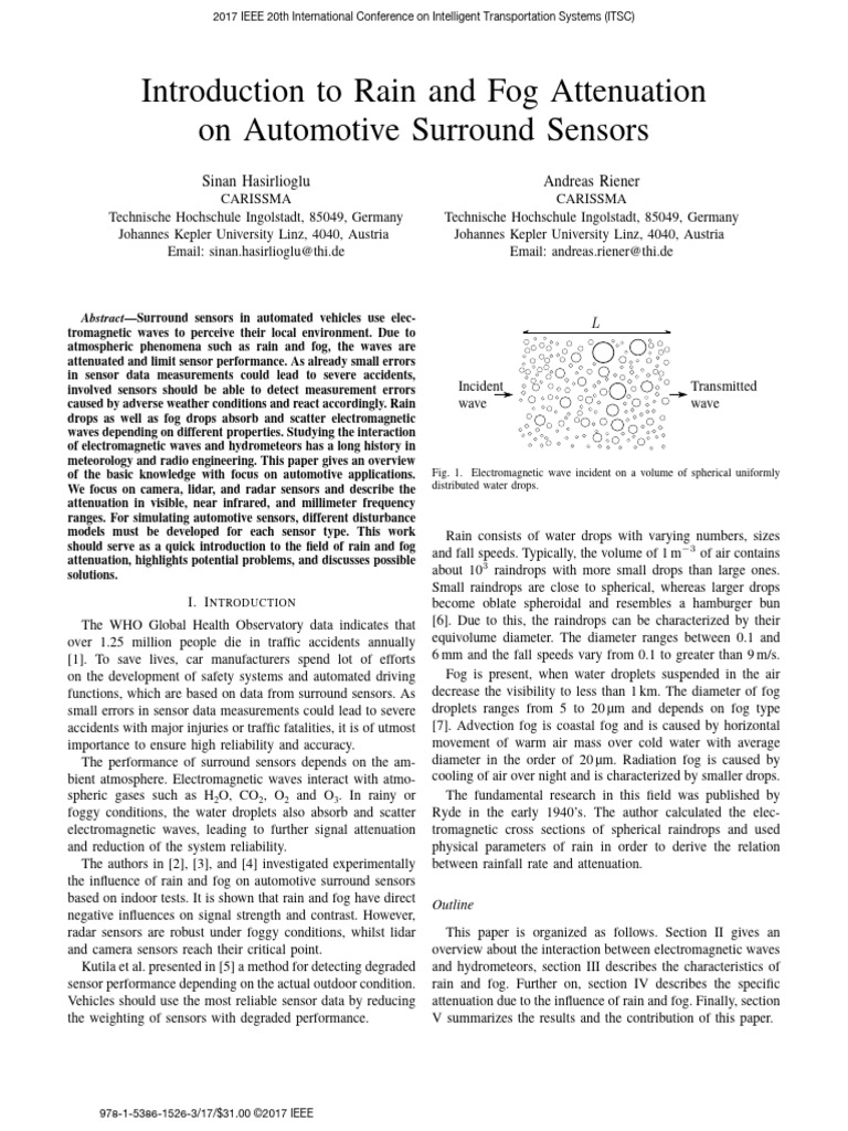 Rain and Fog Effects on Automotive Sensors | PDF | Scattering | Cross ...
