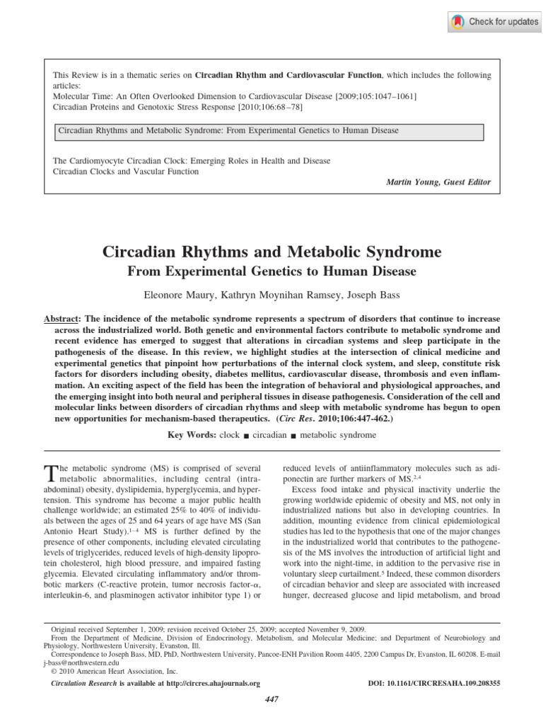 Circadian Rhythms and Metabolic Syndrome | PDF | Clock | Circadian Rhythm