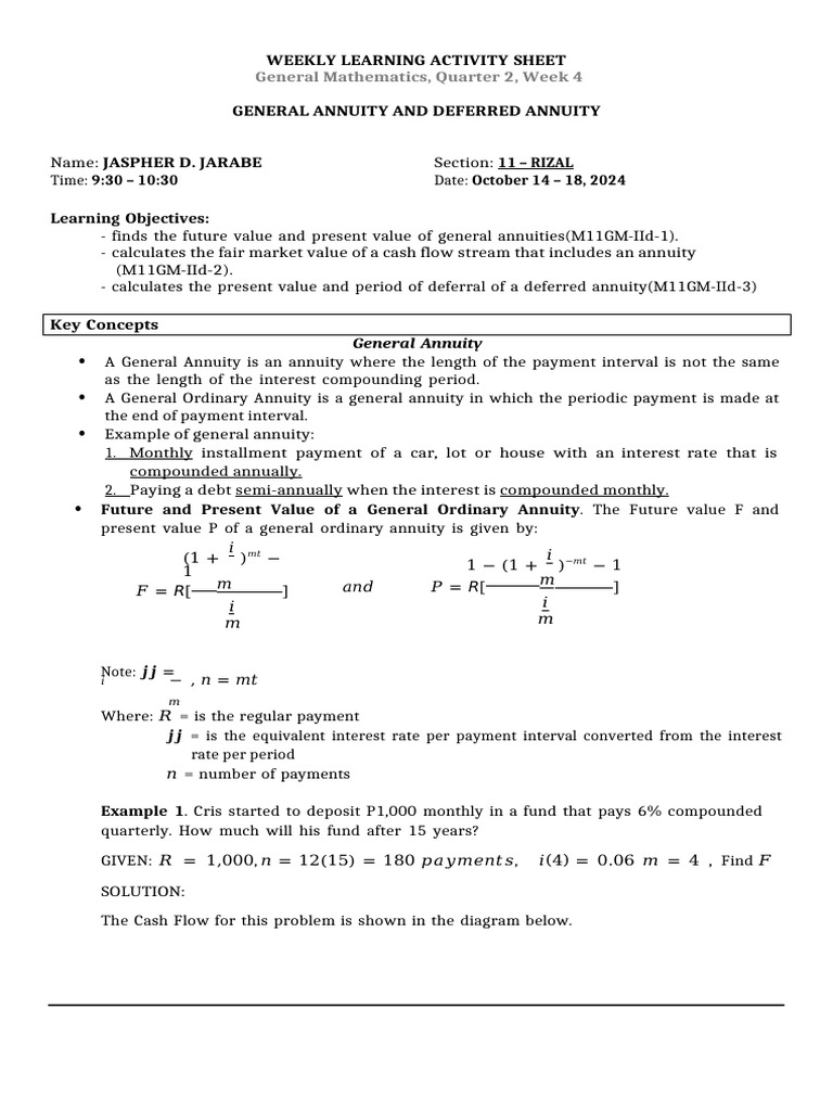 General and Deferred Annuities Explained | PDF | Present Value | Interest