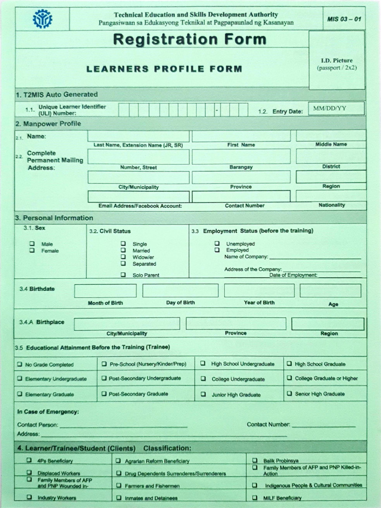 TESDA Korphil Learners Profile - 12.2024 | PDF | Educational Stages