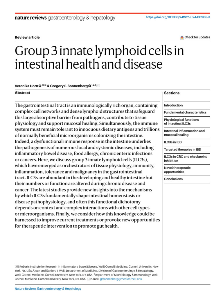 Group 3 Innate Lymphoid Cells in Intestinal Health and Disease (科研通 ...