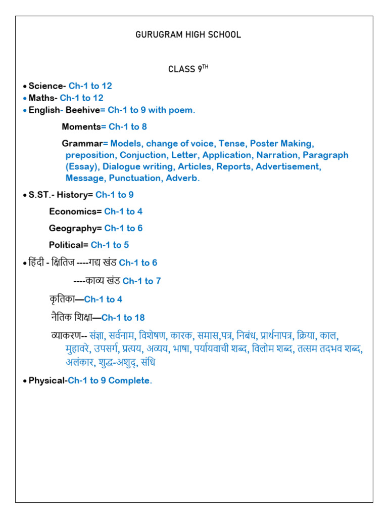 Syllabus GGHS | PDF