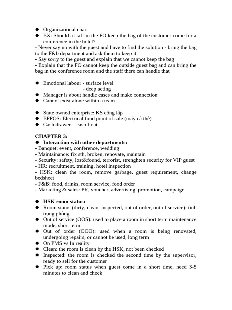 Hotel Operations and Department Interactions | PDF | Hospitality ...