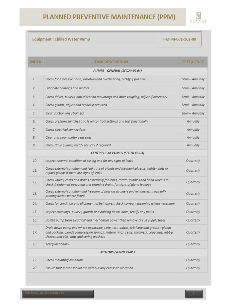 Chilled Water Pump Maintenance Guide | PDF | Pump | Leak