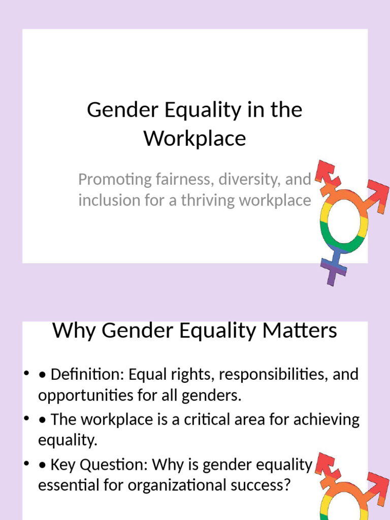 Promoting Gender Equality in Workplaces | PDF | Gender Equality ...