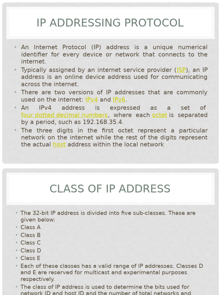 IP addressing protocol | PDF | Ip Address | Internet Protocols