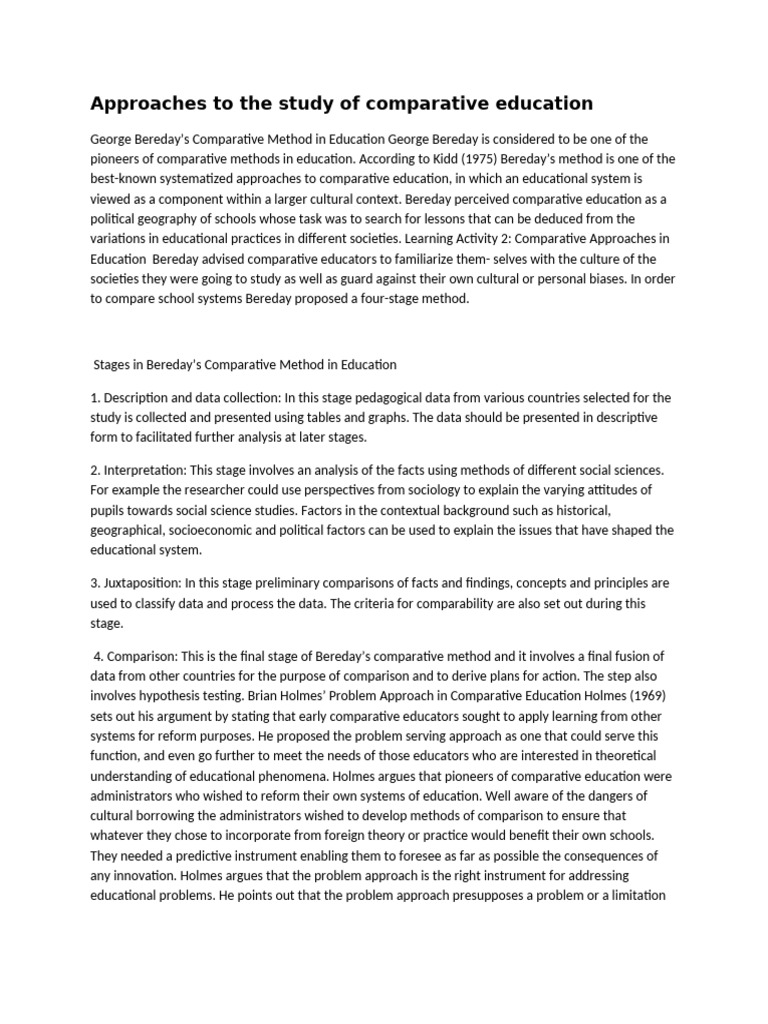 Bereday's Comparative Education Method | PDF | Hypothesis | Policy