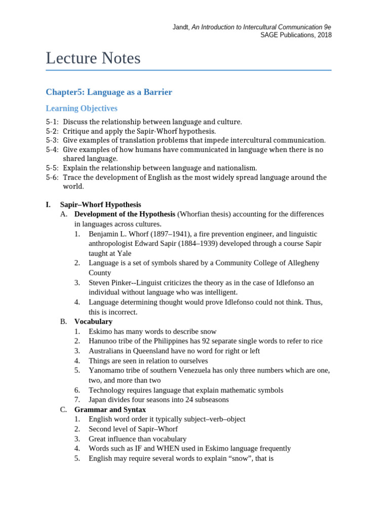 ICC - Chapter 05 - LN | PDF | English Language | Human Communication