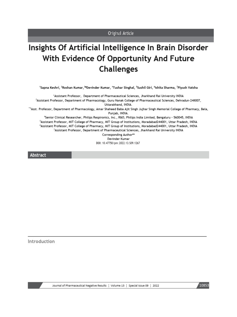 AI Applications in Brain Disorder Care | PDF | Brain Tumor | Deep Learning