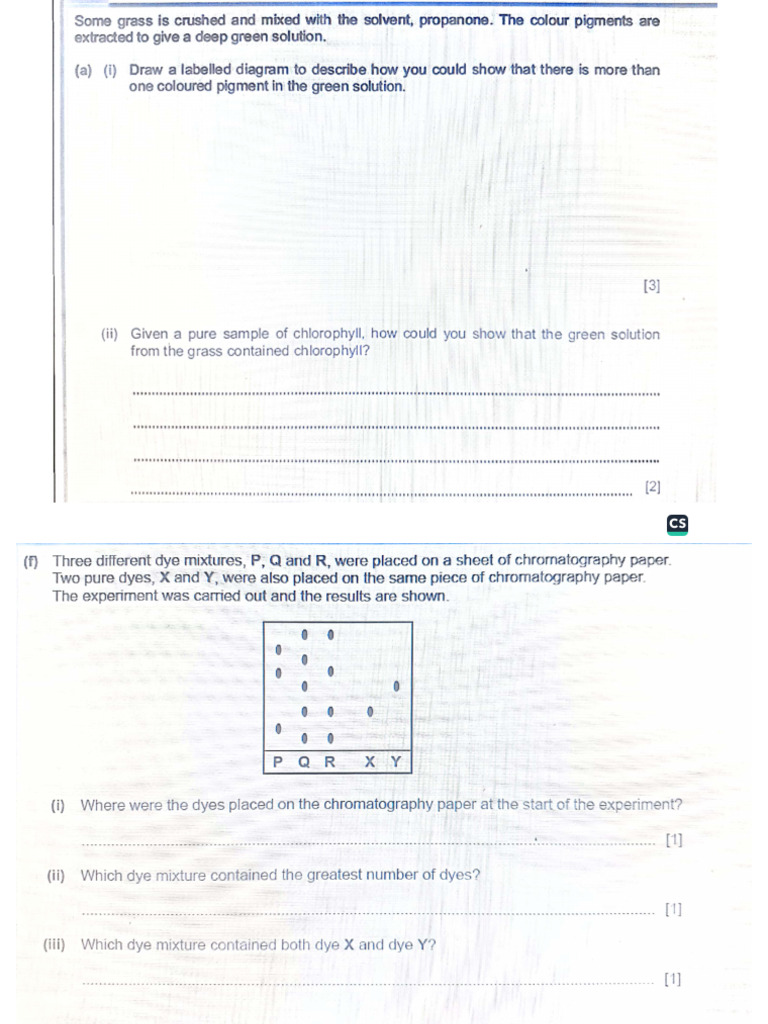 Chromatography Past paper questions | PDF
