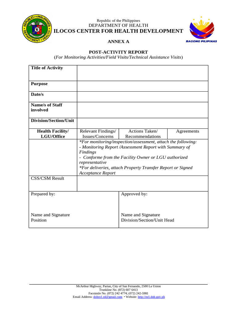 Post-Activity Report for Health Programs | PDF