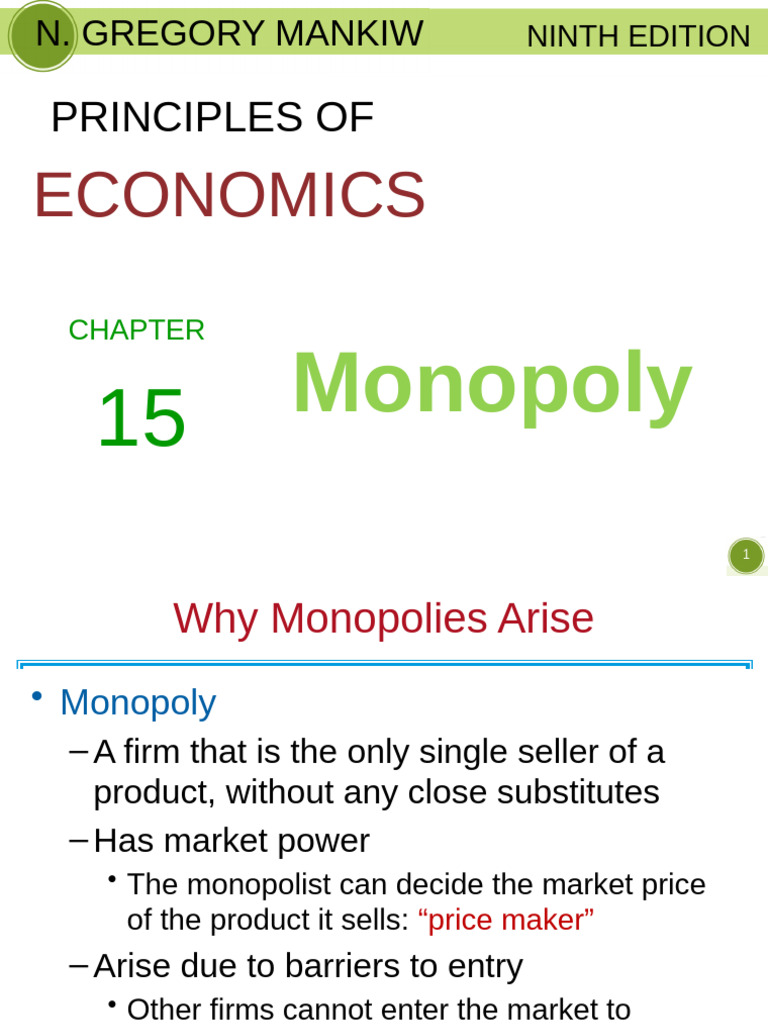 Eco101 Monopoly Chapter 15 (Mankiw) | PDF | Monopoly | Demand