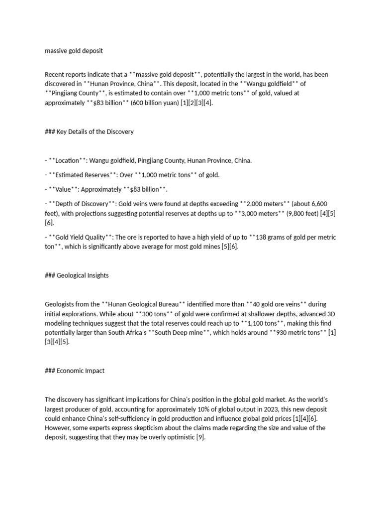 Massive Gold Deposit Pdf Gold Gold Mining