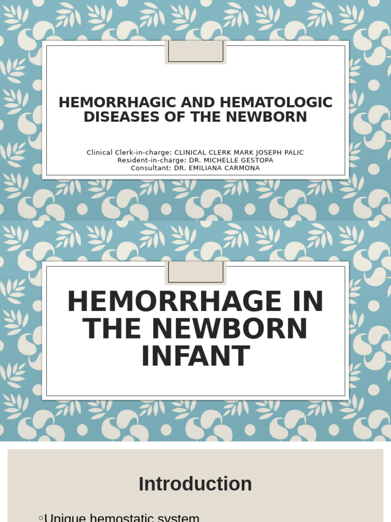 Newborn Hemorrhagic and Jaundice Disorders | PDF | Bleeding | Anemia