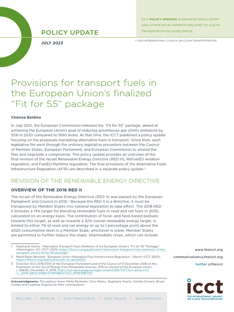 Transport Fuels in The EU Fit For 55 Policy Update A4 v2 - Aug23corr ...