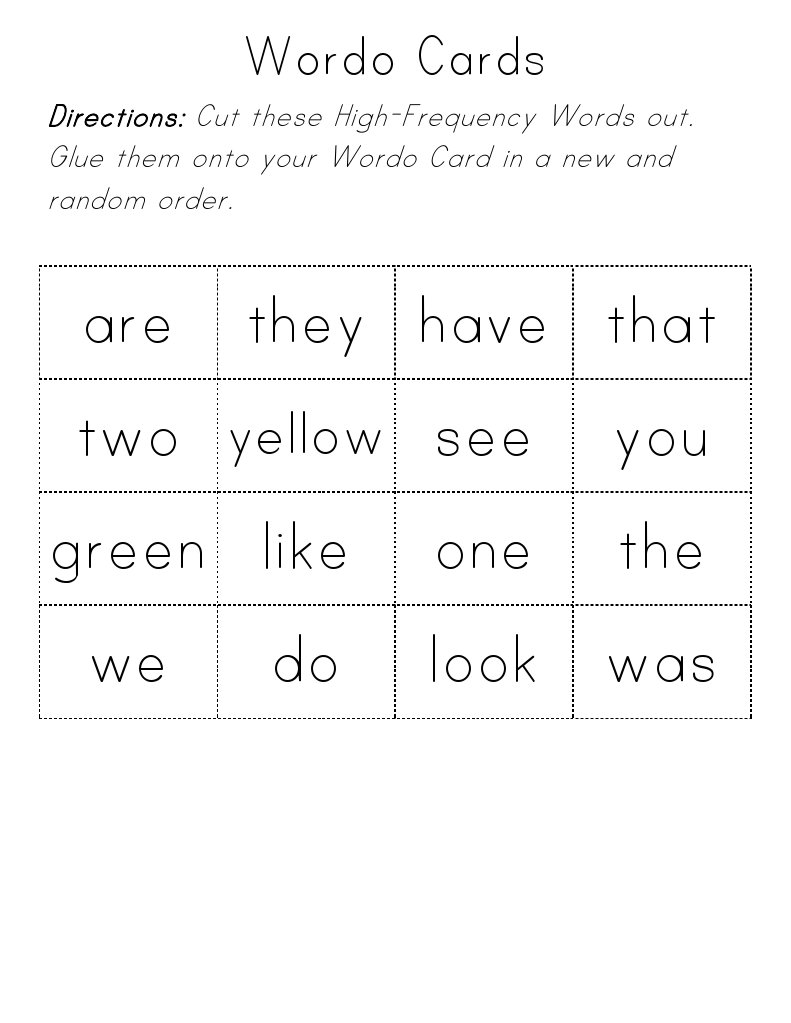 Wordo Cards | PDF