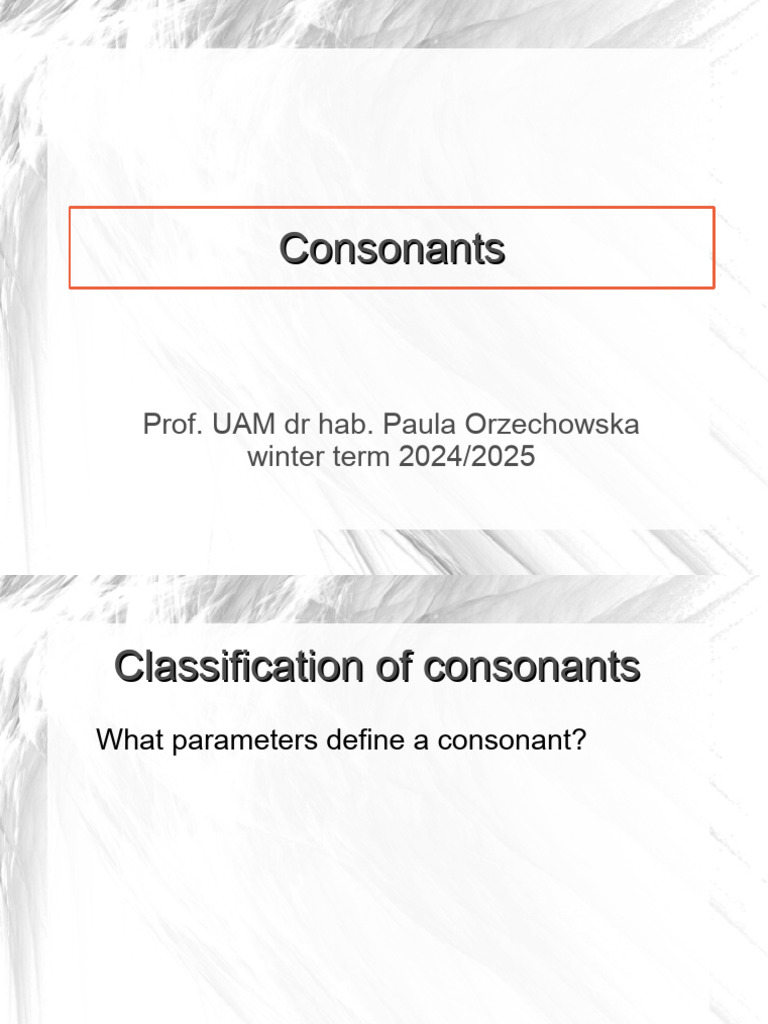 Classification of Consonants Explained | PDF | Consonant | Phonetics